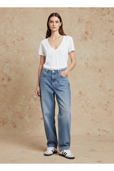 Ltb V Yaka Basic Beyaz T-shırt