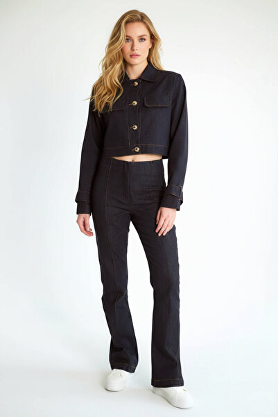 BIGNUANCE Navy Blue Denim Two-Piece Set