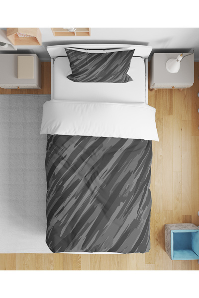 Home Black Camouflage Patterned 3D Digital Printed Single Men's Duvet Cover S...