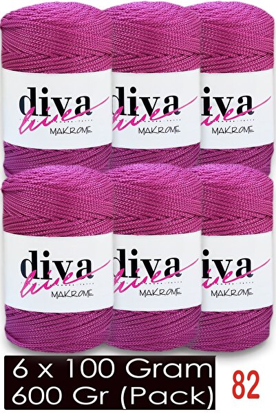 Diva İplik 1.5 mm - 600 Gr - Polyester Macrame Bag Rope (Pack of 6) 82 Dark F...