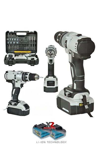 POWER7 36V 5Ah 13 MM Kömürsüz Motor Çelik Mandren Akülü Vidalama Darbeli Şarj...