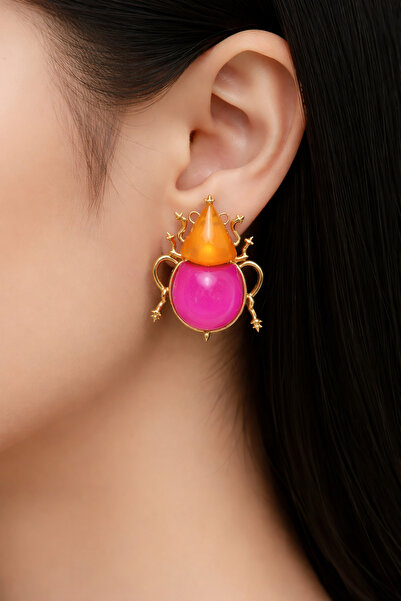 HOSBUTIK Colorful Insect Za Earrings