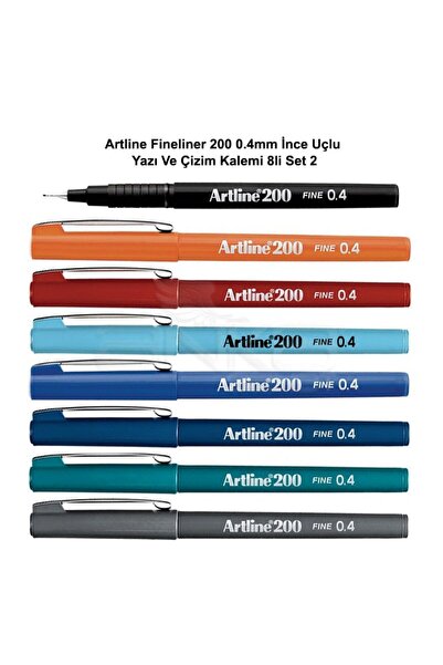 artline Fineliner 200 0.4mm İnce Uçlu Yazı Ve Çizim Kalemi 8li Set 2