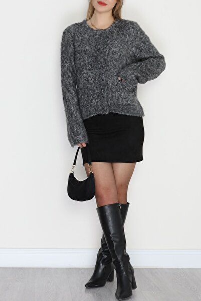 MADAMMERY Soft Pocketed Buttoned Standard Women's Short Cardigan