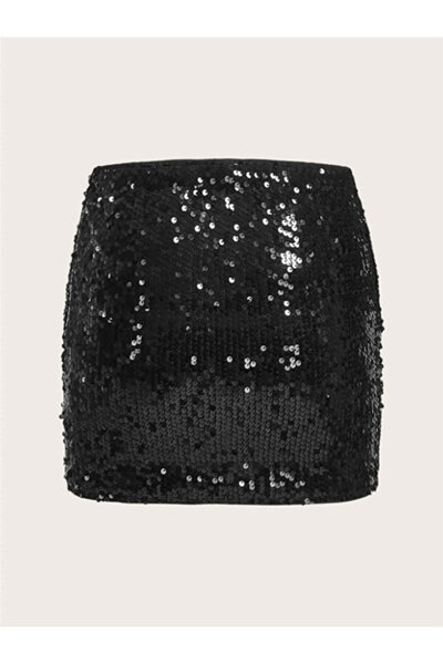 MARCELY Sequined Shorts Lined Mini Skirt - Adjustable Skirt Length