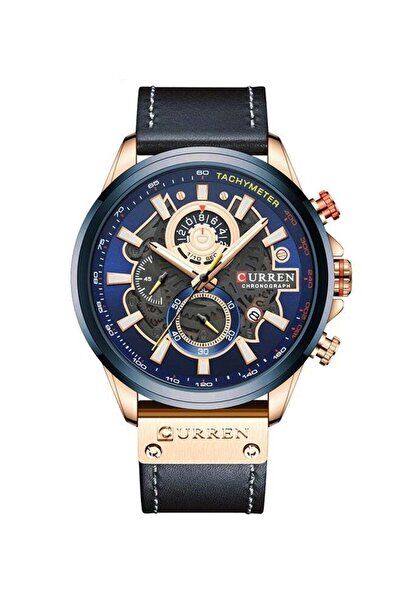 Curren Men's Waterproof Genuine Leather Band Chronograph Quartz Watch