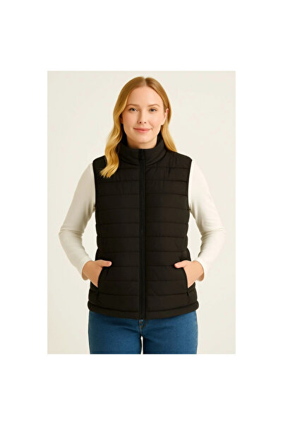 Genel Markalar Şişme Fermuarlı Yelek Su Itici Kapitone Astarlı Kumaş Cepli Ha...