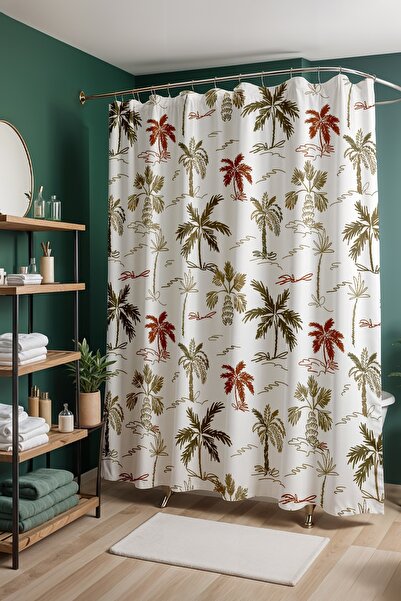 EVPANYA Bathroom Curtain, Ethnic Palm Patterned Shower Curtain, Bathtub Curta...
