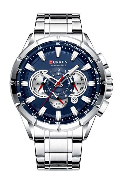 Curren Men's Stainless Steel Chronograph Watch J4211S-BL-KM - 48 mm - Silver