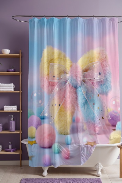 EVPANYA Perdeau de baie, perdea de duș cu model Star Dusty Pompom Land, perde...