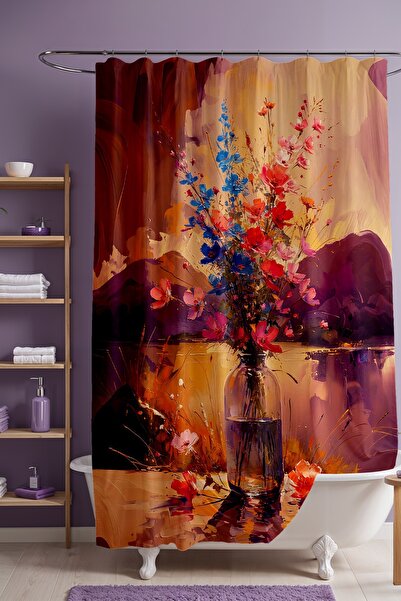 EVPANYA Bathroom Curtain, Sunset Bouquet Patterned Shower Curtain, Bathtub Cu...