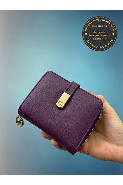 shiny ever Soft Leather Purple Women's Wallet with Gold Detail