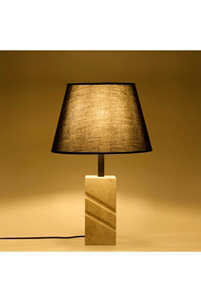 MATMEL Valen Black Travertine Lampshade with Fabric Hat - Black