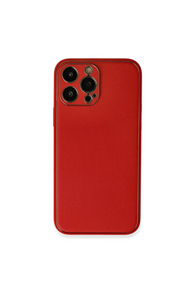 eco port جراب آيفون 13 برو ماكس غطاء سيليكون جلد كوكو - أحمر