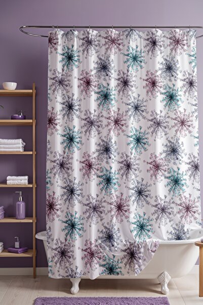 EVPANYA Perdeau de baie, perdea de duș cu model Crystal Starburst, perdea pen...