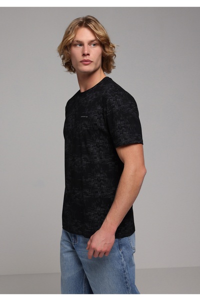 Colin's Regular Fit Round Neck Printed Men's Black Short Sleeve T-Shirt