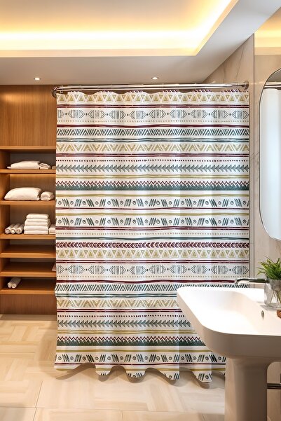 EVPANYA Bathroom Curtain, Tribal Lines Patterned Shower Curtain, Bathtub Curt...