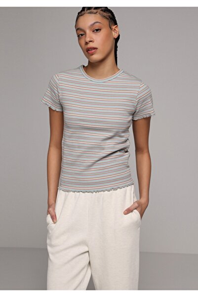 Colin's Slim Fit Round Neck Striped Women's Multicolor Short Sleeve T-Shirt