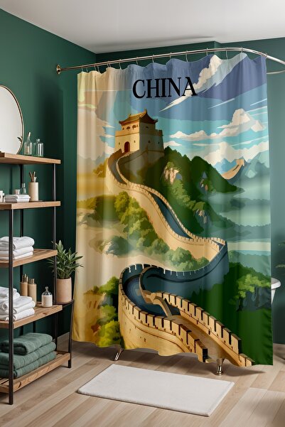 EVPANYA Bathroom Curtain, Great Wall Pattern Shower Curtain, Bathtub Curtain ...