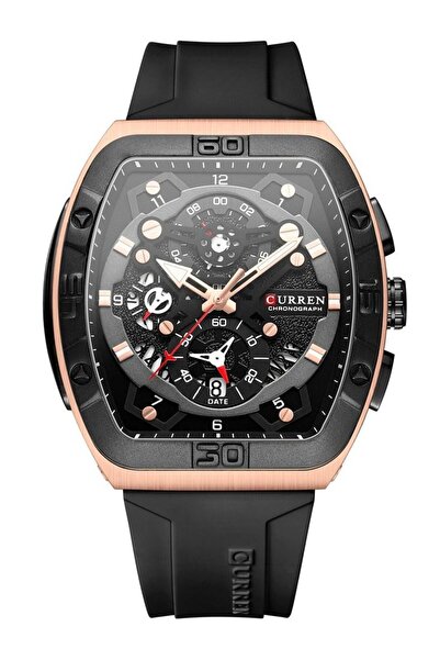 Curren 8443M Men Quartz Sport Watch Silicone Strap Alloy Case Fashion Multifu...