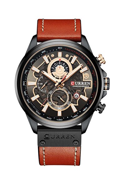 Curren Men's Waterproof Genuine Leather Band Chronograph Quartz Watch