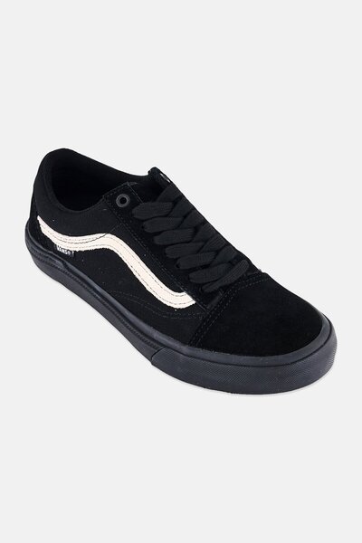 Vans حذاء تزلج رجالي من جلد سويدي الصغير دانتيل ، طراز BMX Old Skool، أسود