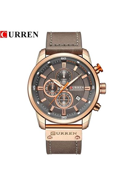 Curren Men's Quartz Watch Waterproof, Leather Strap, 8291