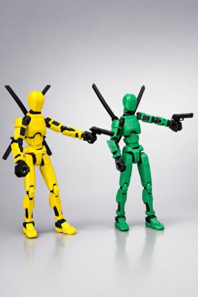 MD Design Oynar Eklemli Hareketli Robot Dummy 13 cm 2'li Set Aksiyon Figür Po...