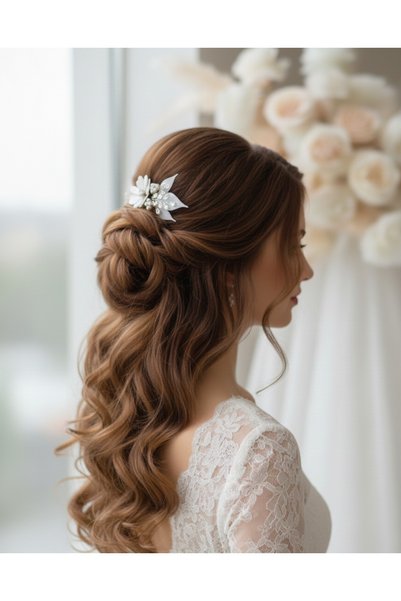 Mirnova Flower Model Double Bridal Comb Buckle-Comb Buckle-Bridal Crown-Hair Accessory