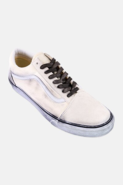 Vans حذاء سكيت بورد للرجال من Old Skool برباط، لون أبيض فاتح