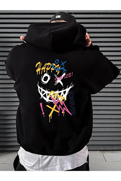 Marco Fresco Unisex Happy Smile Custom Printed Oversize Hooded Sweatshirt