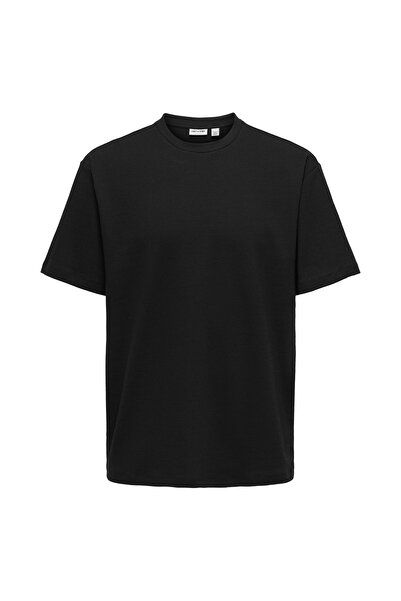 Only & Sons Crna muška opuštena majica 22034232 ONSNOBLE RLX SS TEE NOOS