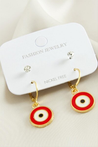 ZERO LAND STOROZAL 4 قطع أقراط دائرية مطلية بالمينا مع حجر العين الشريرة (638...