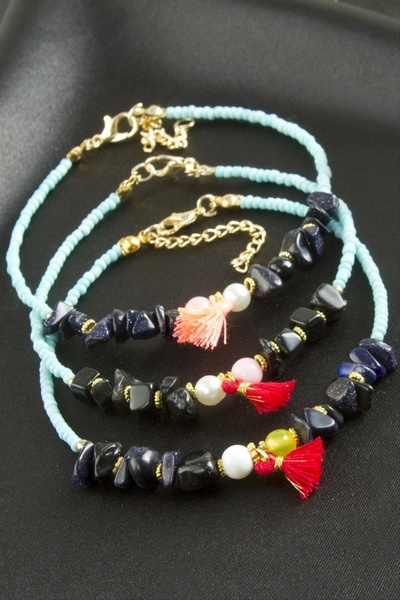 ZERO LAND سوار من حجر الميوكي الطبيعي المكسور من ستوروزال (62957) - أسود