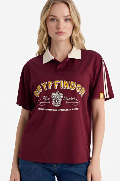 DeFacto Harry Potter Printed Burgundy Women's T-Shirt G0820Ax/Br467
