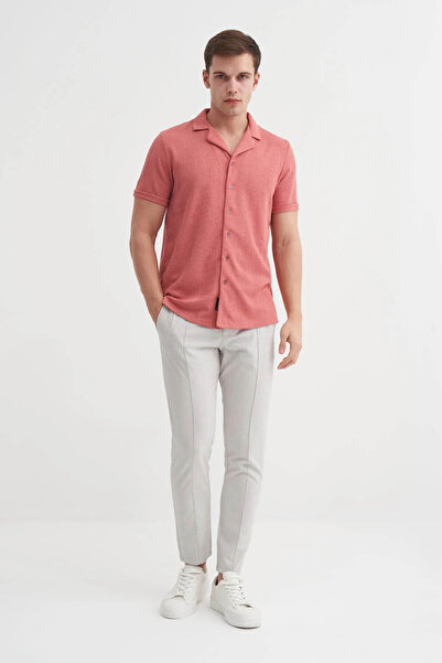 Cazador Slim Fit Knitted Cotton Dusty Rose Men's Shirt 20000