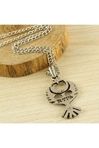 ZERO LAND Storozal Moon Star Eagle Men's Necklace - (64237) Silver Color