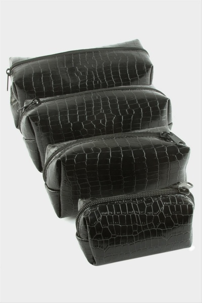 ZERO LAND حقيبة مكياج STOROZAL مكونة من 4 قطع مع حامل يدوي (73904) - أسود