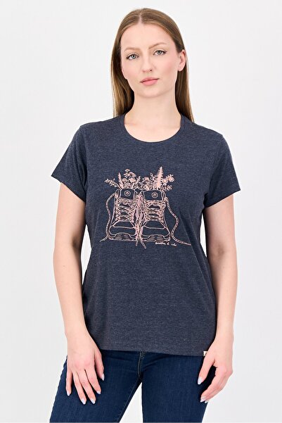 Mountain And Isles Women Crew Neck Graphic Print Short Sleeve T-Shirt, Dark Grey