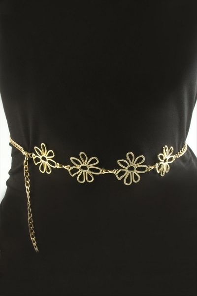 ZERO LAND حزام سلسلة معدنية على شكل زهرة من STOROZAL (71636) - أصفر