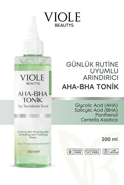 VİOLE BEAUTYS AHA BHA TONİK CİLT DENGESİ PARLAKLIK YENİLENME TAZELİK 200 ML
