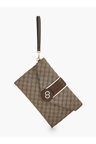 Celeste Monogram Textured Clutch with Wristlet
