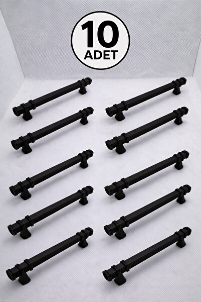 GÜMÜŞ EROS KARE YÜZÜKLÜ SİYAH 160MM METAL DOLAP ÇEKMECE KULP 10 ADET