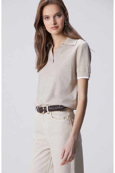 Network Bej Garnili Polo Yaka Triko
