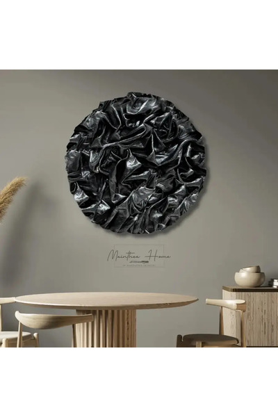 MAİNTHEAHOME Dokulu Yuvarlak Alçı Tablo Sis Dalgası | El Yapımı 3D Dekoratif ...
