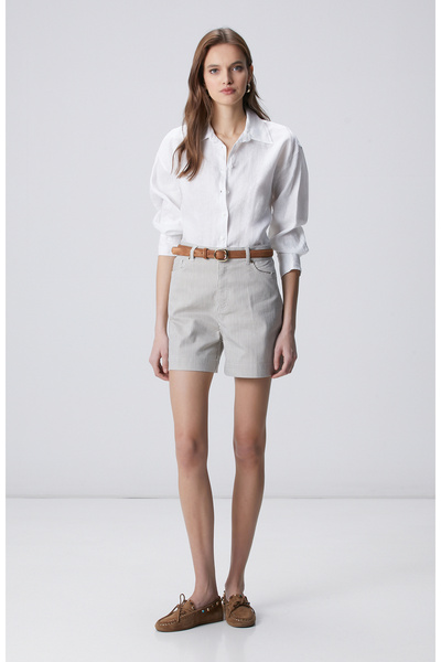 Network Beyaz Bej Denim Şort