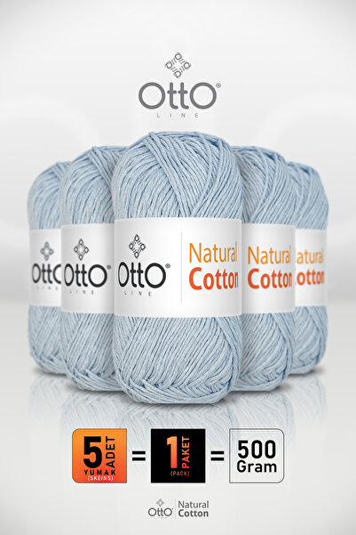 Otto قطن طبيعي - أزرق فاتح (6040) - عبوة من 5 قطع - 2 مم/100 جرام/200 متر - خ...
