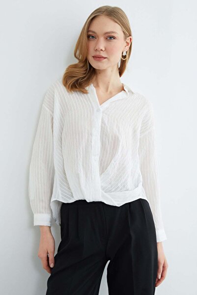 Fulla Moda Striped Knotted Front Shirt