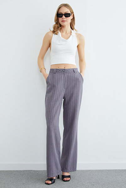 Fulla Moda Striped High Waist Palazzo Trousers