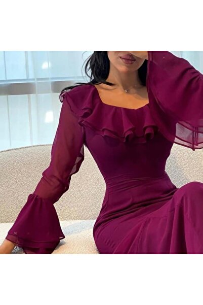 Mazoon Fashion Women's Long Sleeve Open Dress